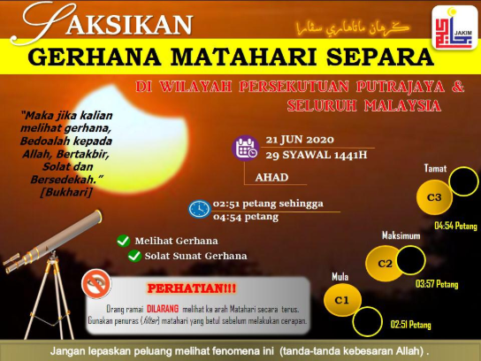 Jabatan Kemajuan Islam Malaysia Program Cerapan Dan Solat Sunat Khusuf Sempena Gerhana Matahari Separa