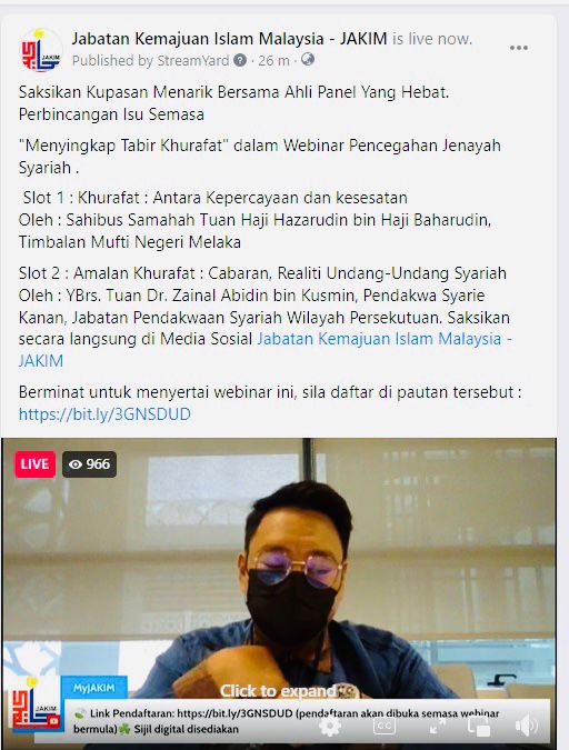 Webinar Pencegahan Jenayah Syariah Menyingkap Tabir Khurafat 2